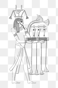 Human png vintage illustration, Egyptian design on transparent background