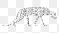 Leopard png vintage illustration, Egyptian design on transparent background