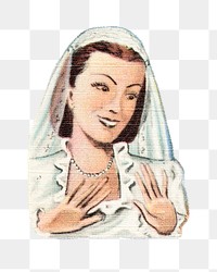 Smiling bride png, vintage woman illustration on transparent background. Remixed by rawpixel.