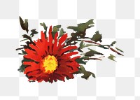 Chrysanthemums png, red flower illustration by Louise Blogett Field, transparent background. Remixed by rawpixel.