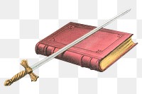 Book and sword png illustration on transparent background. Remixed by rawpixel.