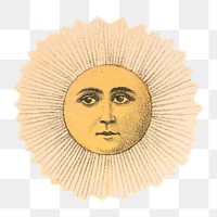 Celestial sun png with man's face on transparent background. Remixed by rawpixel.