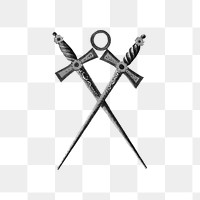 Crossed swords png, Masonic chart of the Scottish rite illustration on transparent background. Remixed by rawpixel.