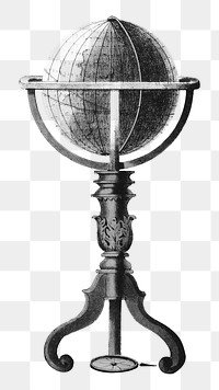 Globe stand png, Masonic chart of the Scottish rite illustration on transparent background. Remixed by rawpixel.