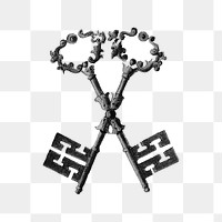 Crossed ancient keys png, Masonic chart of the Scottish rite illustration on transparent background. Remixed by rawpixel.