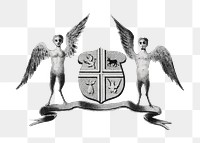 Winged creature png family crest, Masonic chart of the Scottish rite illustration on transparent background. Remixed by rawpixel.