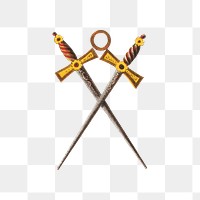 Crossed swords png, Masonic chart of the Scottish rite illustration on transparent background. Remixed by rawpixel.