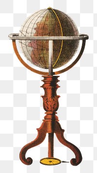 Globe stand png, Masonic chart of the Scottish rite illustration on transparent background. Remixed by rawpixel.