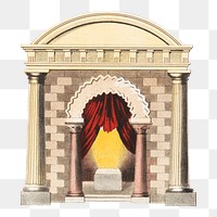 Vintage curtain & arch png, architecture illustration, transparent background. Remixed by rawpixel.