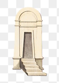 Vintage arch & stairway png, architecture illustration, transparent background. Remixed by rawpixel.