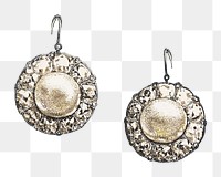 Vintage pearl earrings, jewelry illustration on transparent background. Remixed by rawpixel.