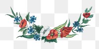 Segment of png Floral Wreath, vintage flower illustration, transparent background. Remixed by rawpixel.