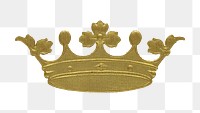 Gold crown png, vintage illustration on transparent background. Remixed by rawpixel.