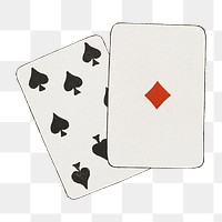 Play cards png, vintage illustration, transparent background. Remixed by rawpixel.