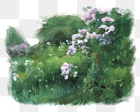 Lilac bush png watercolor illustration element, transparent background. Remixed from Eero Järnefelt artwork, by rawpixel.