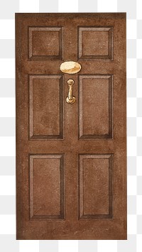 Brown door png watercolor illustration element, transparent background. Remixed from Michael Angelo Rooker artwork, by rawpixel.