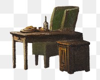 Wooden table png illustration element, transparent background. Remixed from Alexander Nasmyth artwork, by rawpixel.