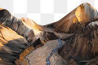 PNG Volcanic mountains Landmannalaugar in Iceland collage element, transparent background