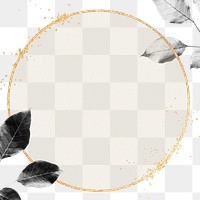 Leaf frame png element, transparent background