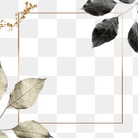 Leaf frame png element, transparent background