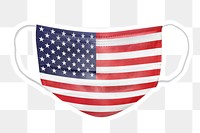 PNG American flag  face mask sticker with white border transparent background