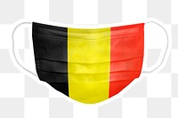 PNG Belgian flag face mask sticker with  white border transparent background