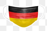 PNG German flag face mask sticker with  white border transparent background