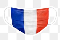 PNG French flag  face sticker with white border transparent background