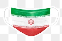 PNG Iranian flag face mask sticker with  white border transparent background