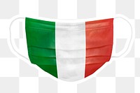 PNG Italian flag face mask sticker with  white border transparent background