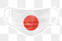 PNG Japanese flag face mask sticker with  white border transparent background