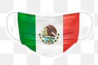 PNG Mexican flag face mask sticker with  white border transparent background