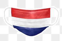 PNG Dutch flag face mask sticker with  white border transparent background