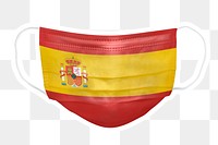 PNG Spanish flag face mask sticker with  white border transparent background