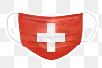 PNG Swiss flag face mask sticker with white border transparent background