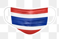 PNG Thai flag face mask sticker with  white border transparent background