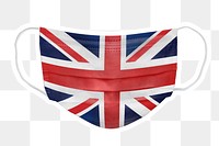 PNG UK flag face mask sticker with  white border transparent background