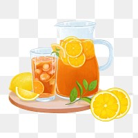 Iced lemon tea png sticker, transparent background