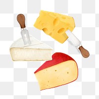 Variety of cheese png food sticker, transparent background