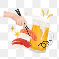 Japanese sushi party png food sticker, transparent background