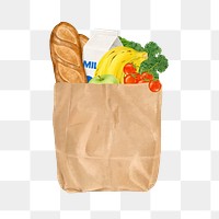 Food grocery bag png, transparent background