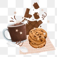 Chocolate chip cookies & milk png sticker, transparent background