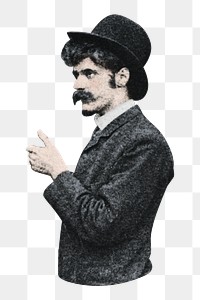 Vintage businessman png in top hat illustration, transparent background. Remixed by rawpixel.