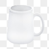 Png white ceramic mug, isolated image, transparent background