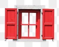 Red window png, isolated object, transparent background