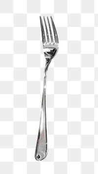 Png metal fork, isolated object, transparent background