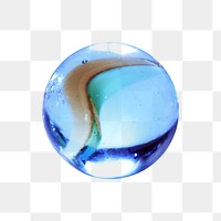 Png blue marbles, isolated collage element, transparent background