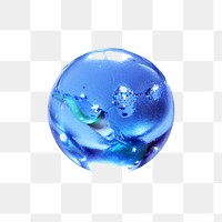 Png blue marbles, isolated collage element, transparent background