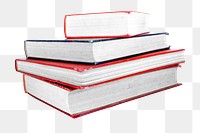 Png stacked books, isolated collage element, transparent background