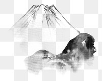 PNG Mount Fuji, vintage Japanese illustration by Kawanabe Kyosai, transparent background. Remixed by rawpixel.